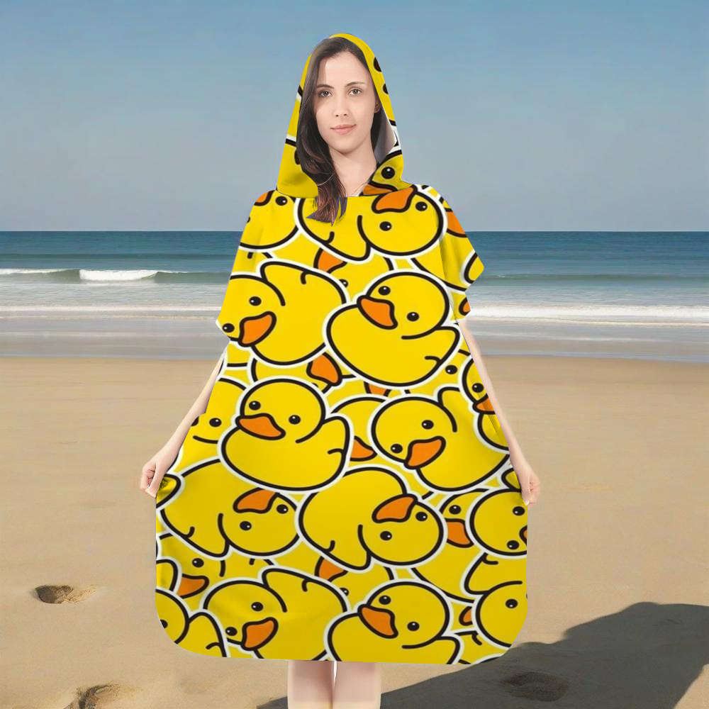 منشفة شاطئ بغطاء للرأس بطبعة ب - مراجعة Rubber Duck Bath وسعره